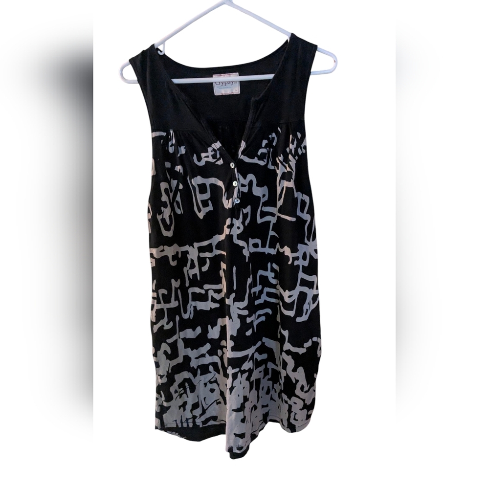 Blk/Wh Sleeveless Dress By Gypsy 05 Large
